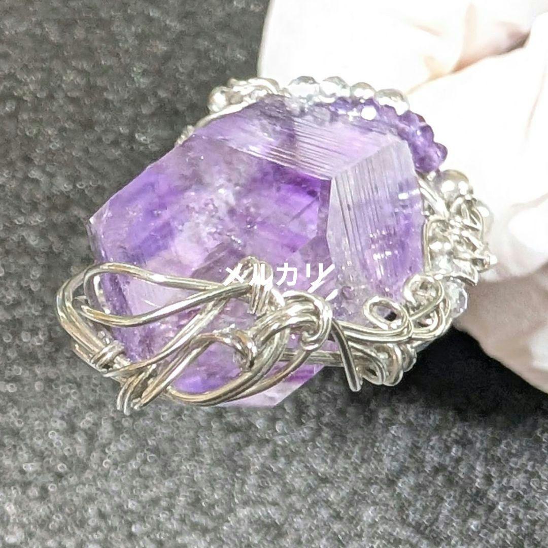 希少ファントムアメジスト アルゲンティウムシルバー ワイヤーアート ペンダント