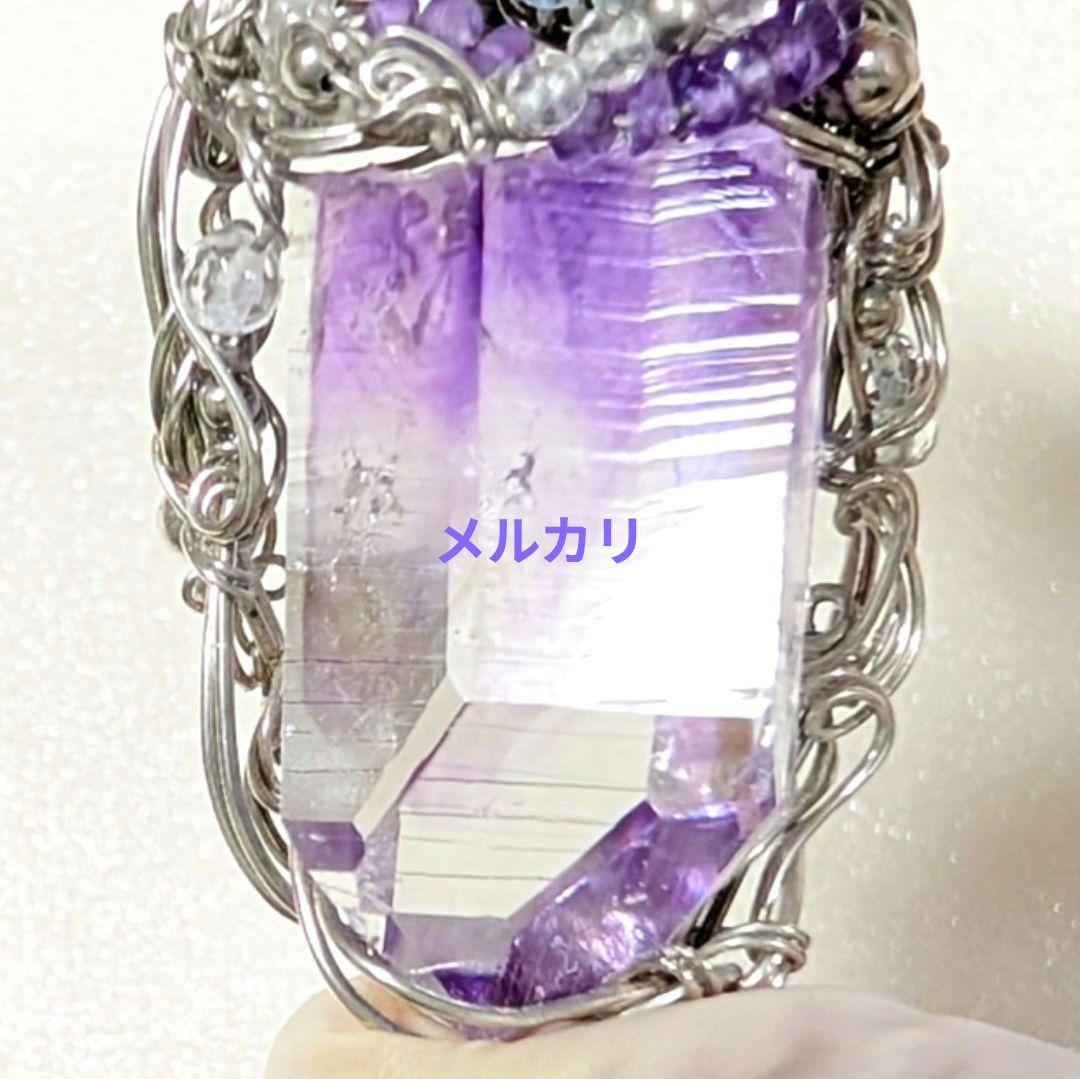 希少ファントムアメジスト アルゲンティウムシルバー ワイヤーアート ペンダント