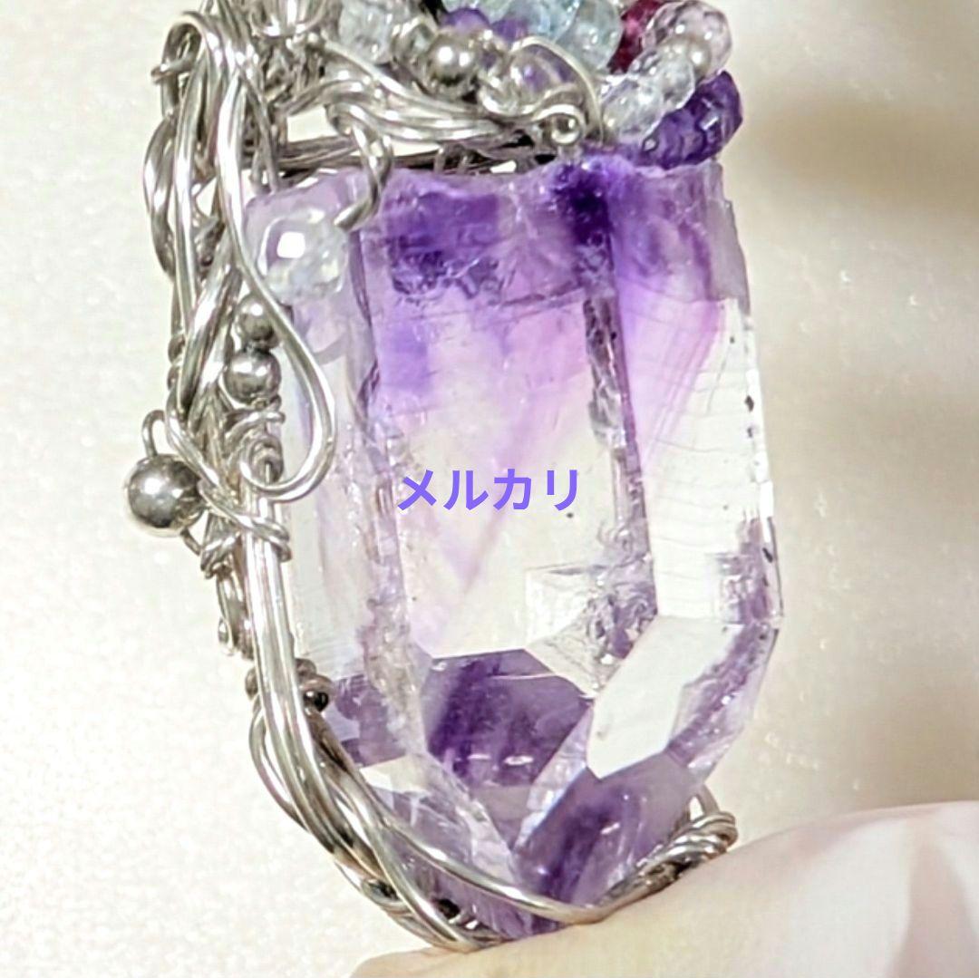 希少ファントムアメジスト アルゲンティウムシルバー ワイヤーアート ペンダント