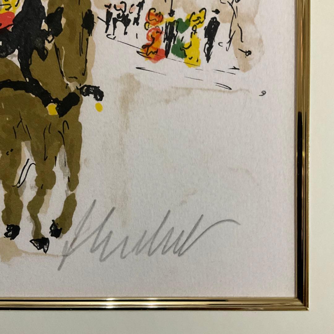 絵画.額縁.版画.リトグラフ.ウルバン・ウシェ.パリの街角,フランス.新品未使用