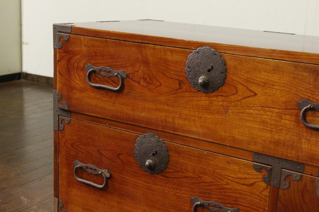 欅材！庄内箪笥・4杯！時代箪笥和家具古道具古家具古民藝和モダンローボード古布