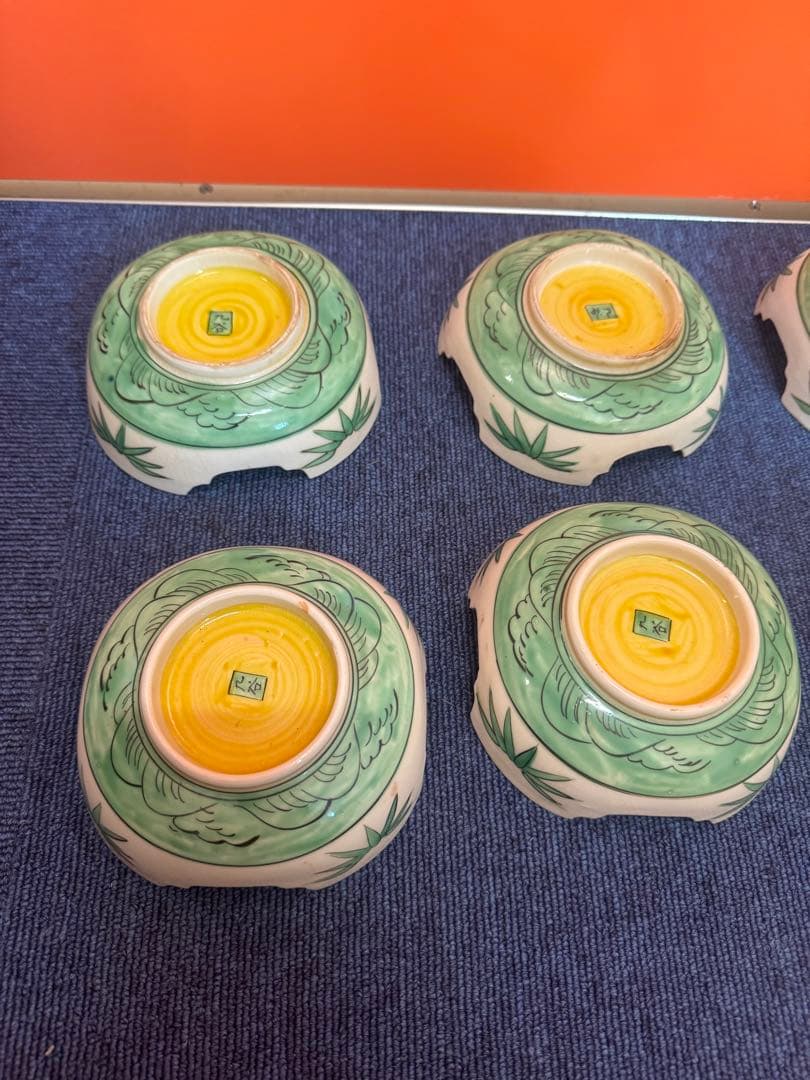 1580 九谷焼　古九谷　椿の図　皿6客　時代物