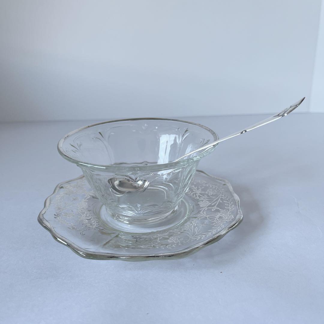 シルバーオーバーレイ　ソースボウルとソーサー セット　アメリカ　アンティーク