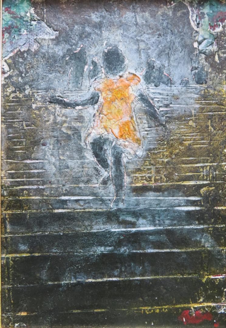 谷口仙太郎  「風の道 」　油彩SM　黒衣（くろこ）の詩シリーズ　香月泰男美術館