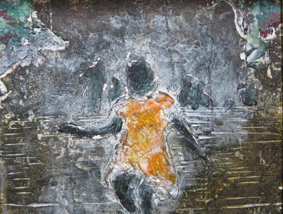 谷口仙太郎  「風の道 」　油彩SM　黒衣（くろこ）の詩シリーズ　香月泰男美術館