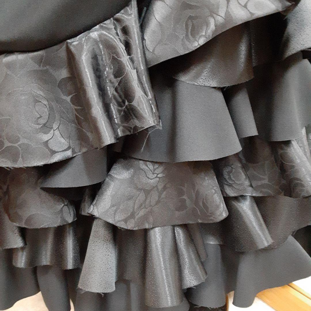 フラメンコ衣装　☆ファルダのみ　ブラックファルダ　豪華3段フリル