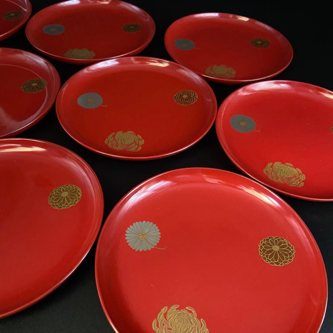 京都 平安象彦 菊 銘々盆 菓子皿 漆器 10客 共箱 菓子器 茶道具 雛祭り
