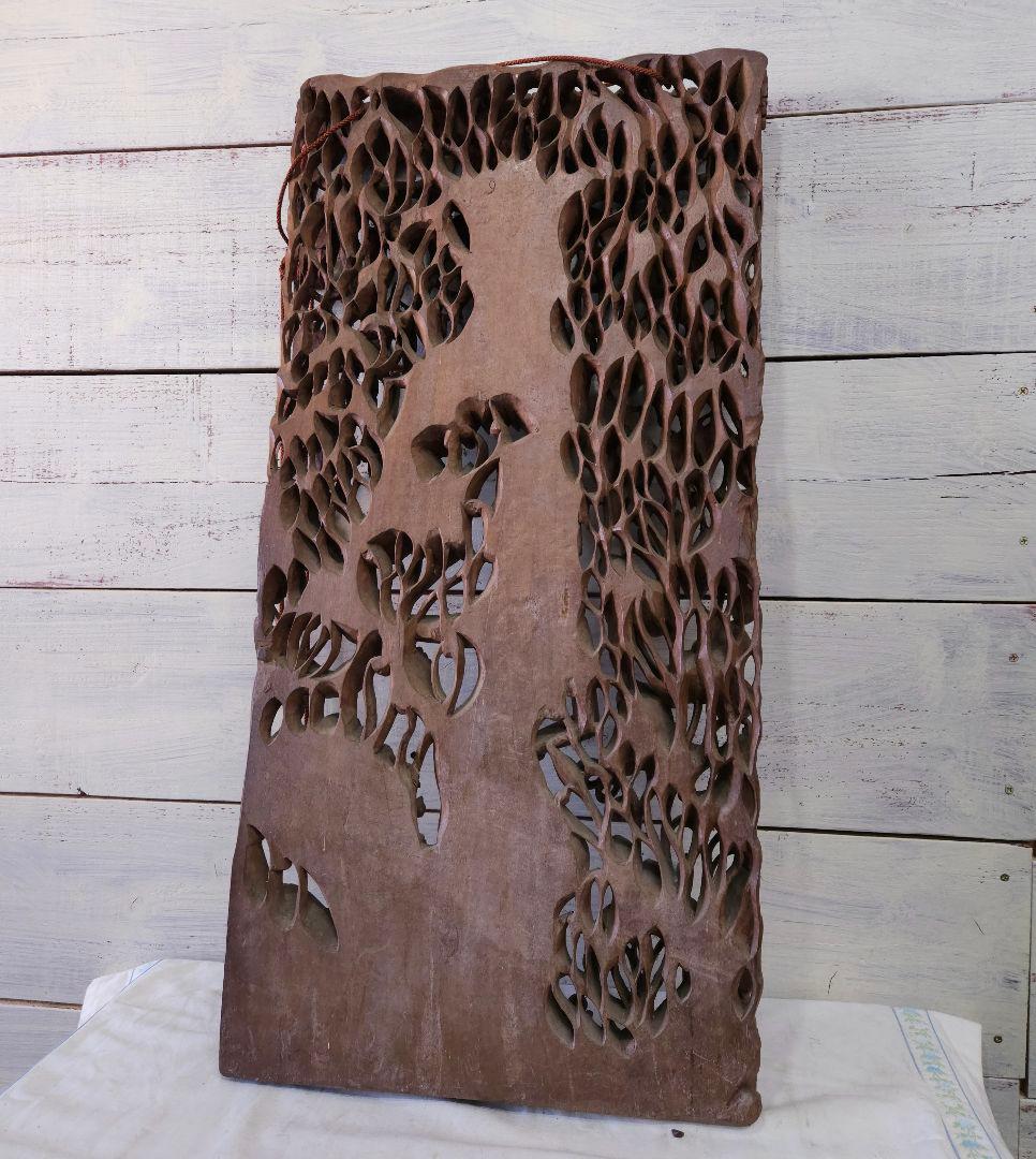 アンティーク インド 木彫りの壁掛け 天然木 木製 無垢材 仏教 古美術 彫刻