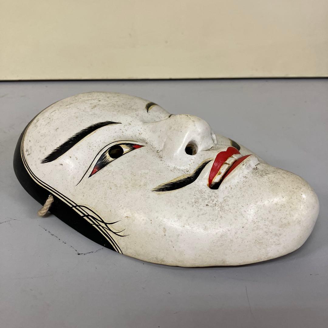 E-4 昭和レトロ 伝統芸能 能面 翁面 お面 壁掛け 壁飾り 置物 飾り