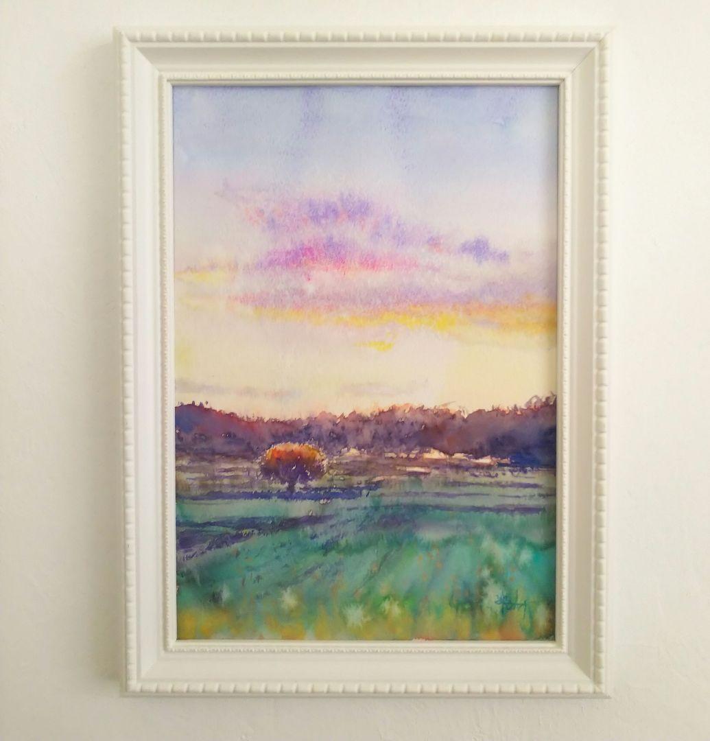 癒しの水彩画1077 sunset