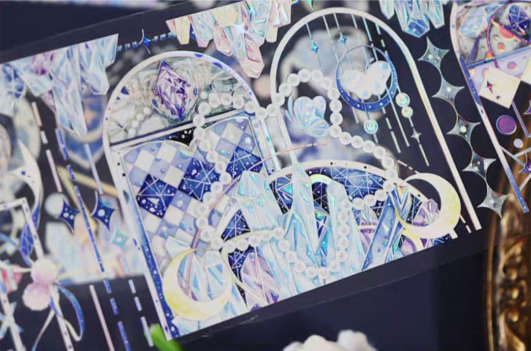 巻売 501★ 海外 マスキングテープ マステ PET 装飾 星 月 虹光