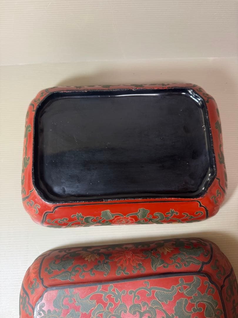 2925 時代　唐物　花文　四方　蓋物　菓子器