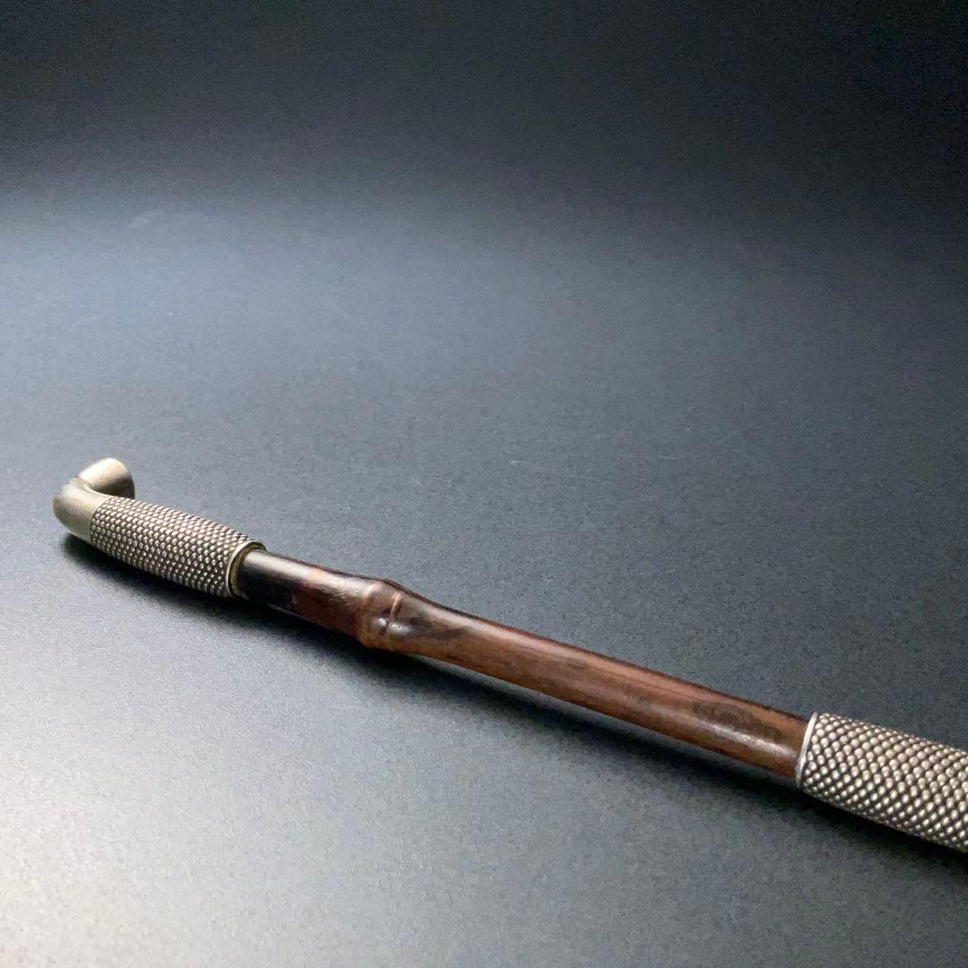 銀製煙管　霰文　キセル　アンティーク　骨董　6R1256お2