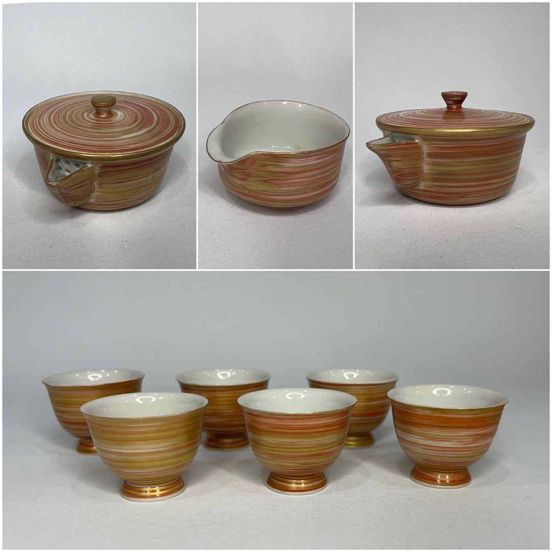 高野清鳳 暁 玉露茶器 慈光識 萬国博 赤絵金彩 朱刷毛目 煎茶器揃 煎茶道具