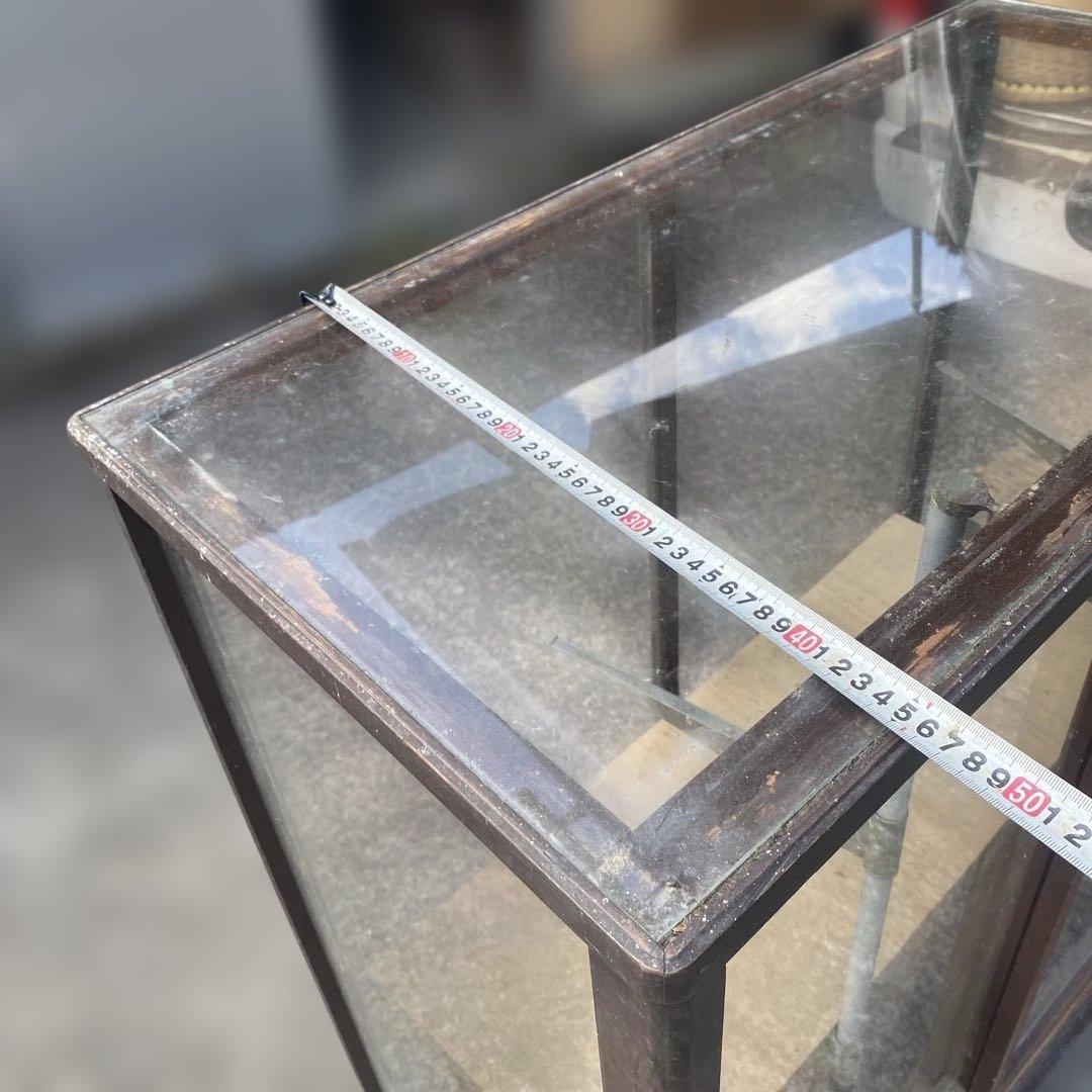 木製ガラスケース 2段　ショーケース　昭和レトロ　飾り棚　店舗用品