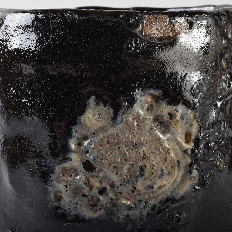 楽吉左衛門　十代旦入造　黒楽筒茶碗　宗左（碌々斎）判書　書付箱　D　R7884