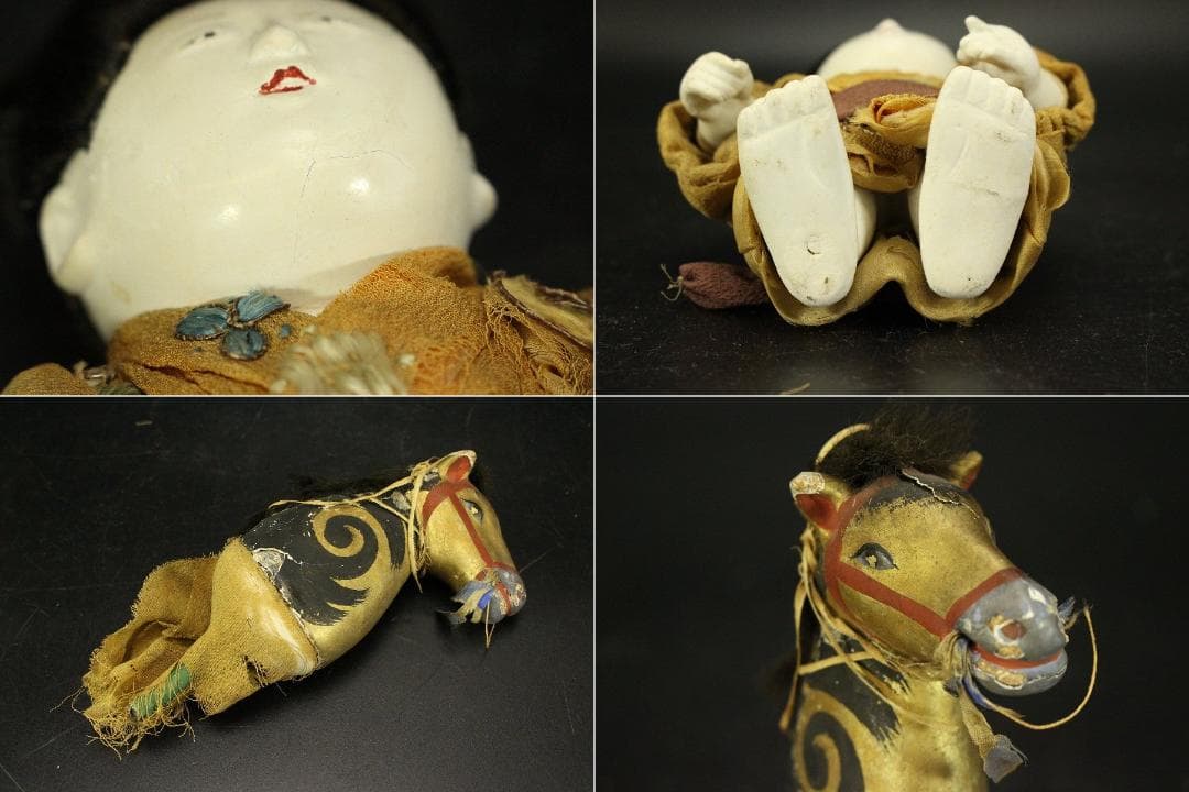 古い 御所人形 大小 二件 時代物(ZE671)