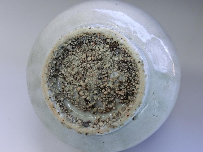 壷■古い李朝染付口広丸壺 砂高台 唐草紋 砂高台 直し有 花器 時代物 骨董品■