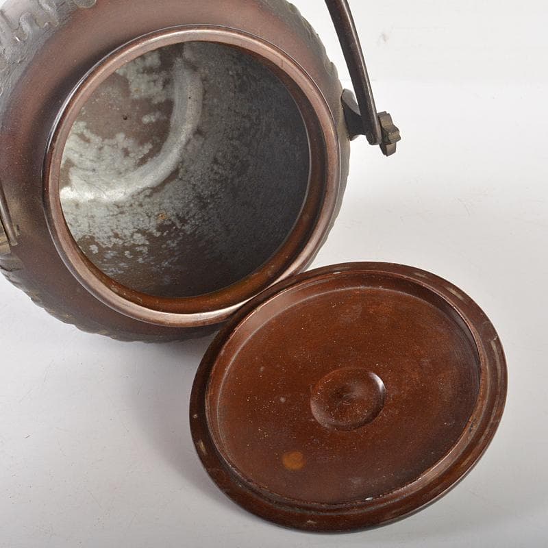 煎茶道具　唐銅　雨垂文様　水注　水次　銅瓶　合わせ箱　M　R6543