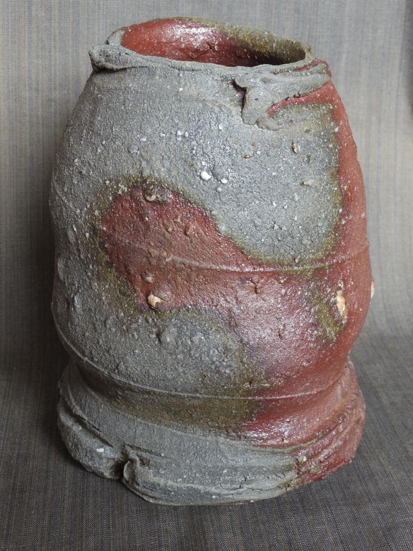 入手困難★ジェフ・シャピロ【師：伊勢崎淳】焼き締め花器★共箱★ニューヨーク