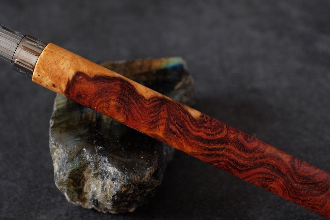 PG5木軸カスタム0215　高村杢工房 製図用シャープペンシル　極上花梨瘤紅白