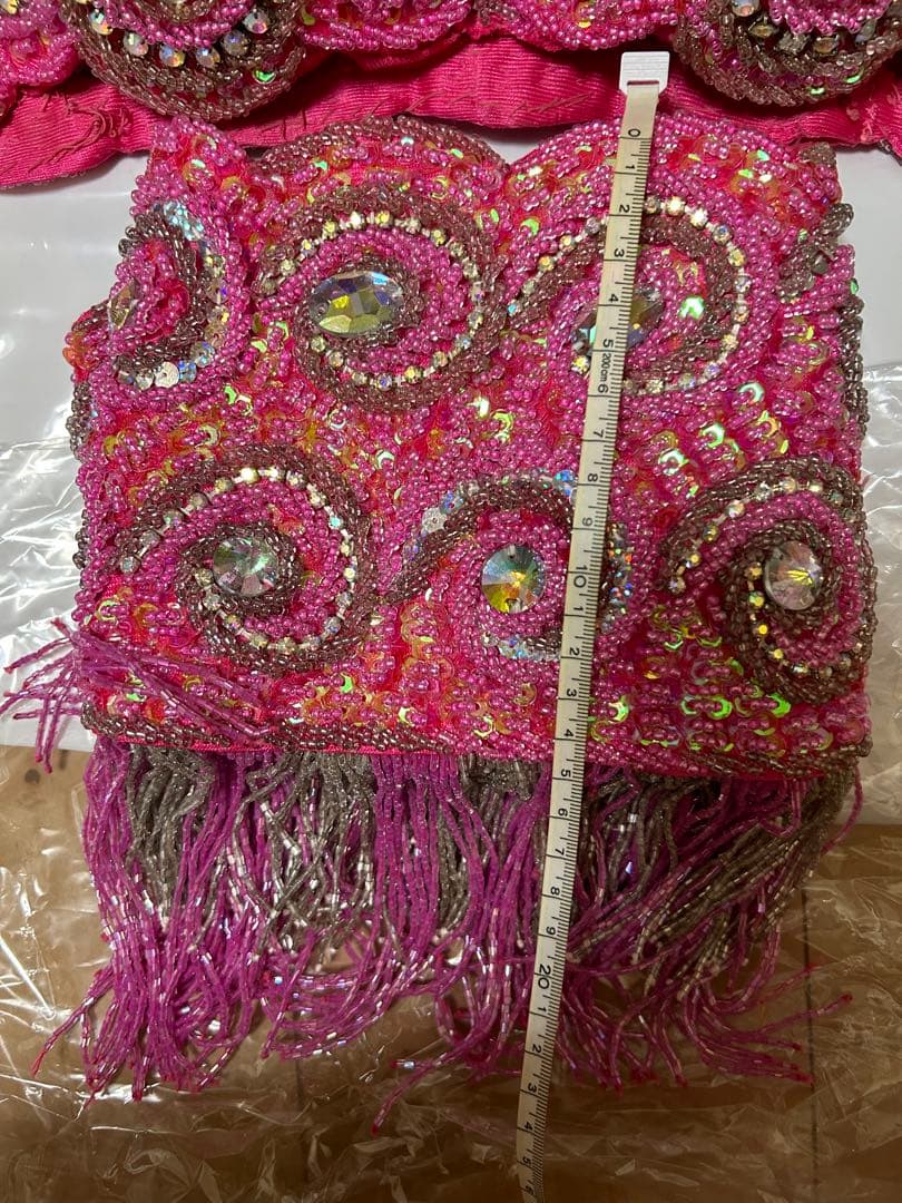 ベリーダンス衣装　ブラ、ベルト、スカート、サーモンピンク色