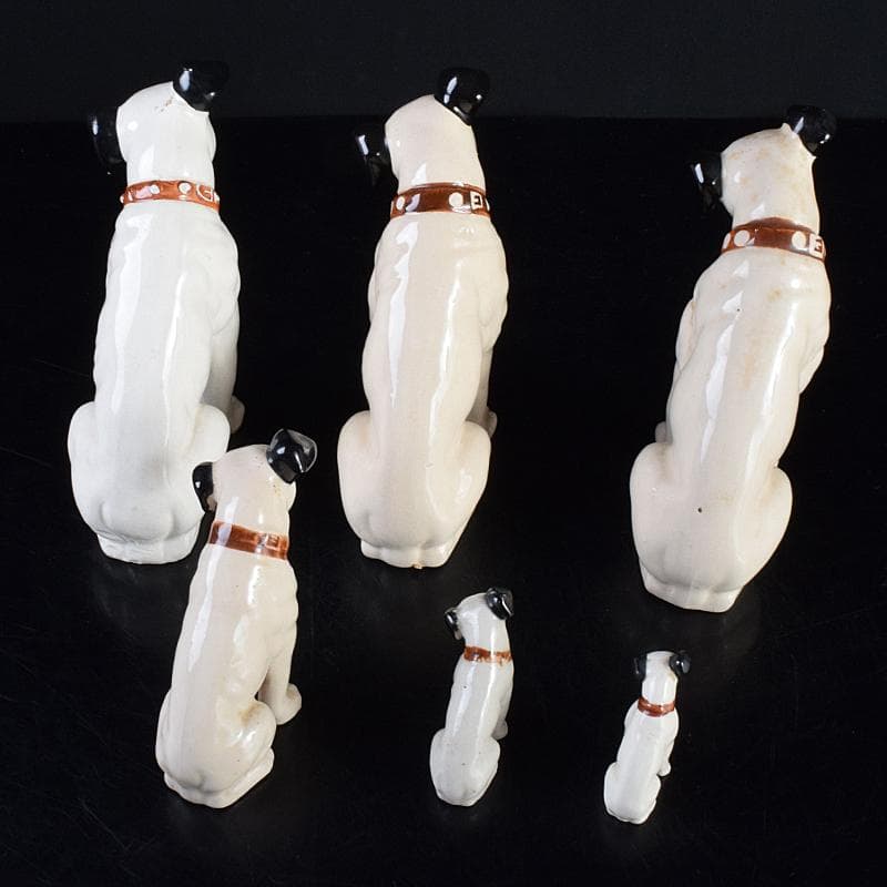 アンティーク　陶器製　ビクター犬　ニッパー君　大中小11点　M　R7698B