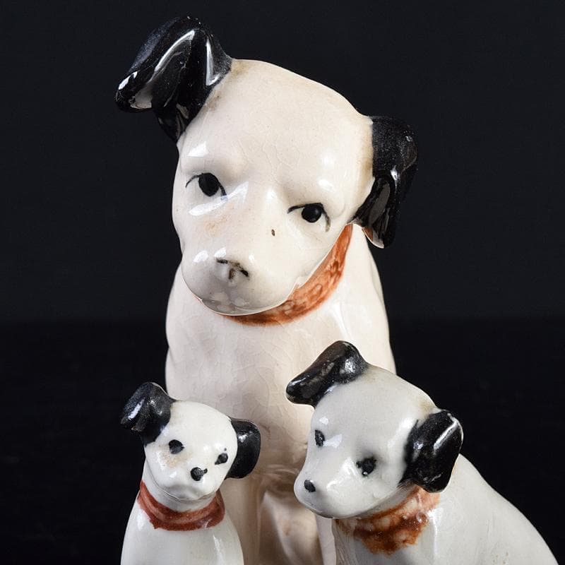 アンティーク　陶器製　ビクター犬　ニッパー君　大中小11点　M　R7698B