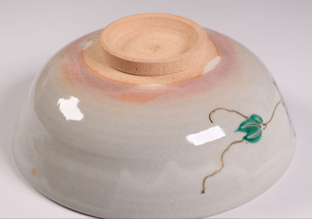 茶道具 中村秋峰 乾山写 朝顔絵 茶碗 平茶碗 共箱 共布 陶芸 京焼【MB90