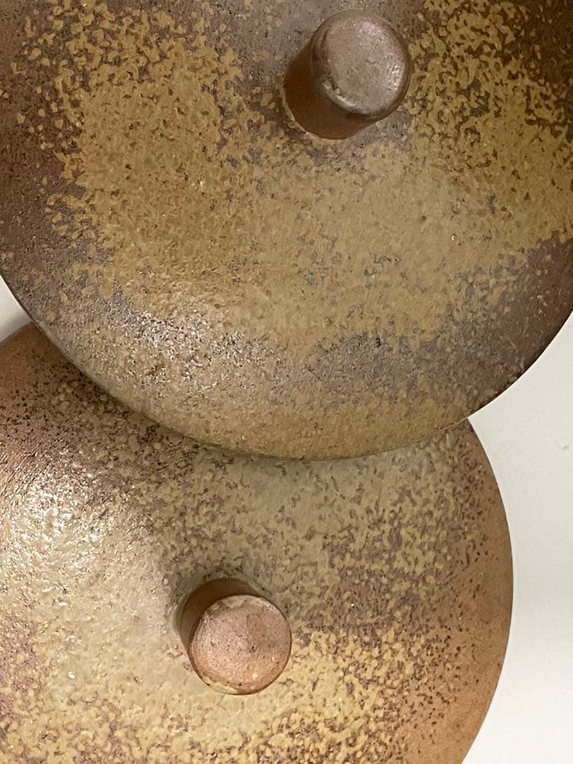 備前焼　火襷　大ぶり蓋付茶器　五客