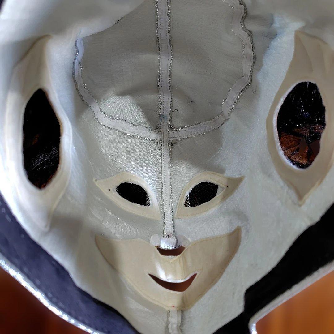 マスク　シルバー 　 黒髪付き