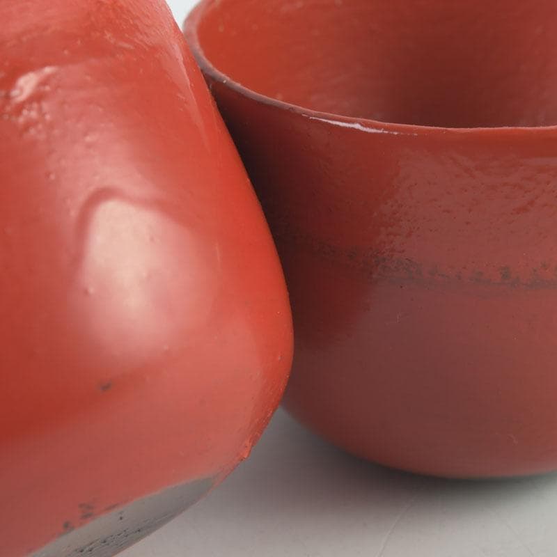 時代漆器　根來塗　梅蒔絵　盃　一對　N　9849