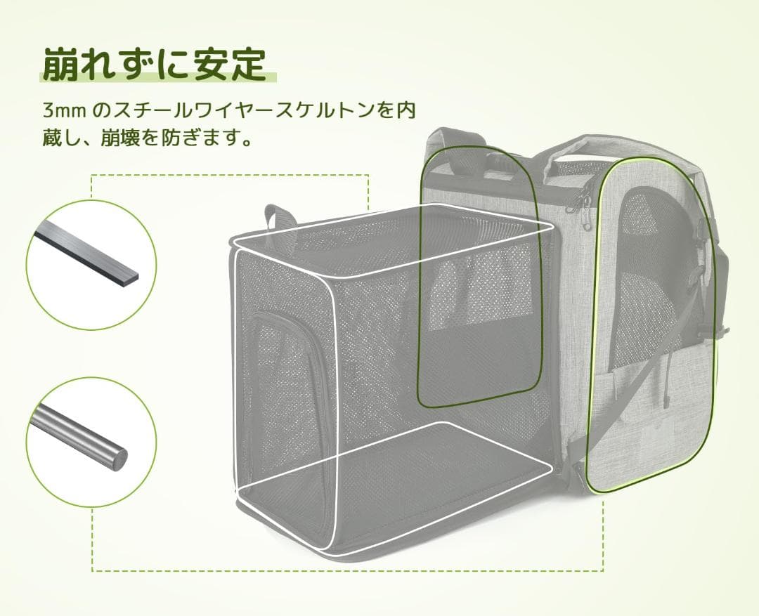 拡張可能 2WAY ペット キャリーバッグ バッグ