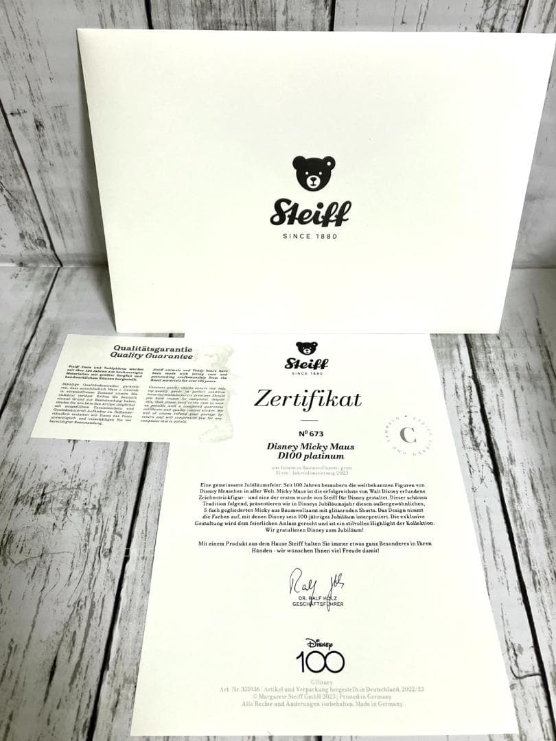 未使用 ディズニーxシュタイフ ミッキーマウス プラチナ 100周年記念