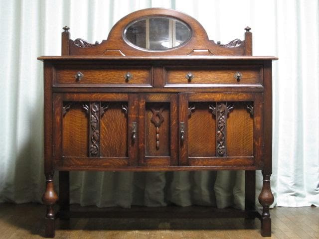 英国 イギリス アンティーク ジャコビアン様式 ブルボーズレッグ サイドボード