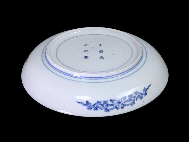 古伊万里　型紙摺　獅子唐草の図　６寸半皿　元禄期　A302AS-DBw