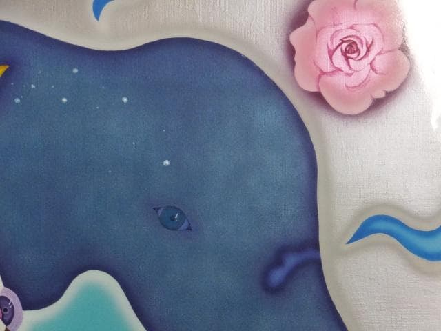 現代アート 山口聡一　直筆サイン『見たい夢は選べない』アクリル絵具 0718K