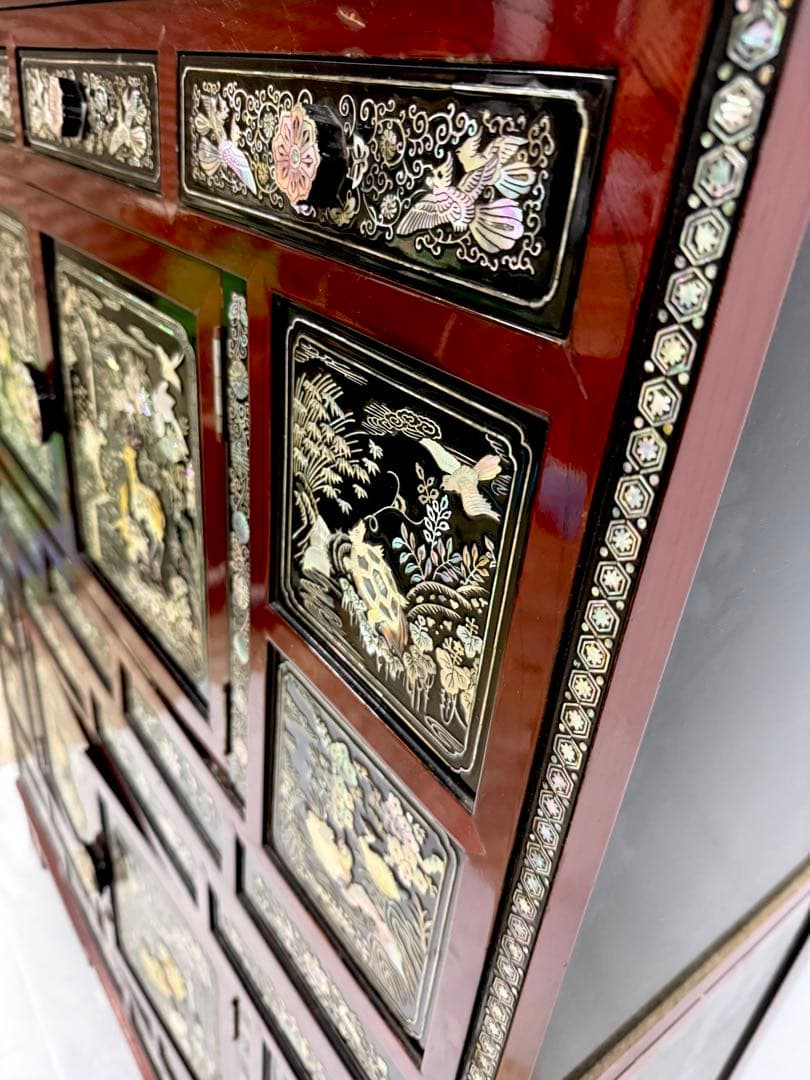 希少♪ 豪華 ラデン 近畿配達5千引 高級 釜山製 螺鈿 箪笥 タンス
