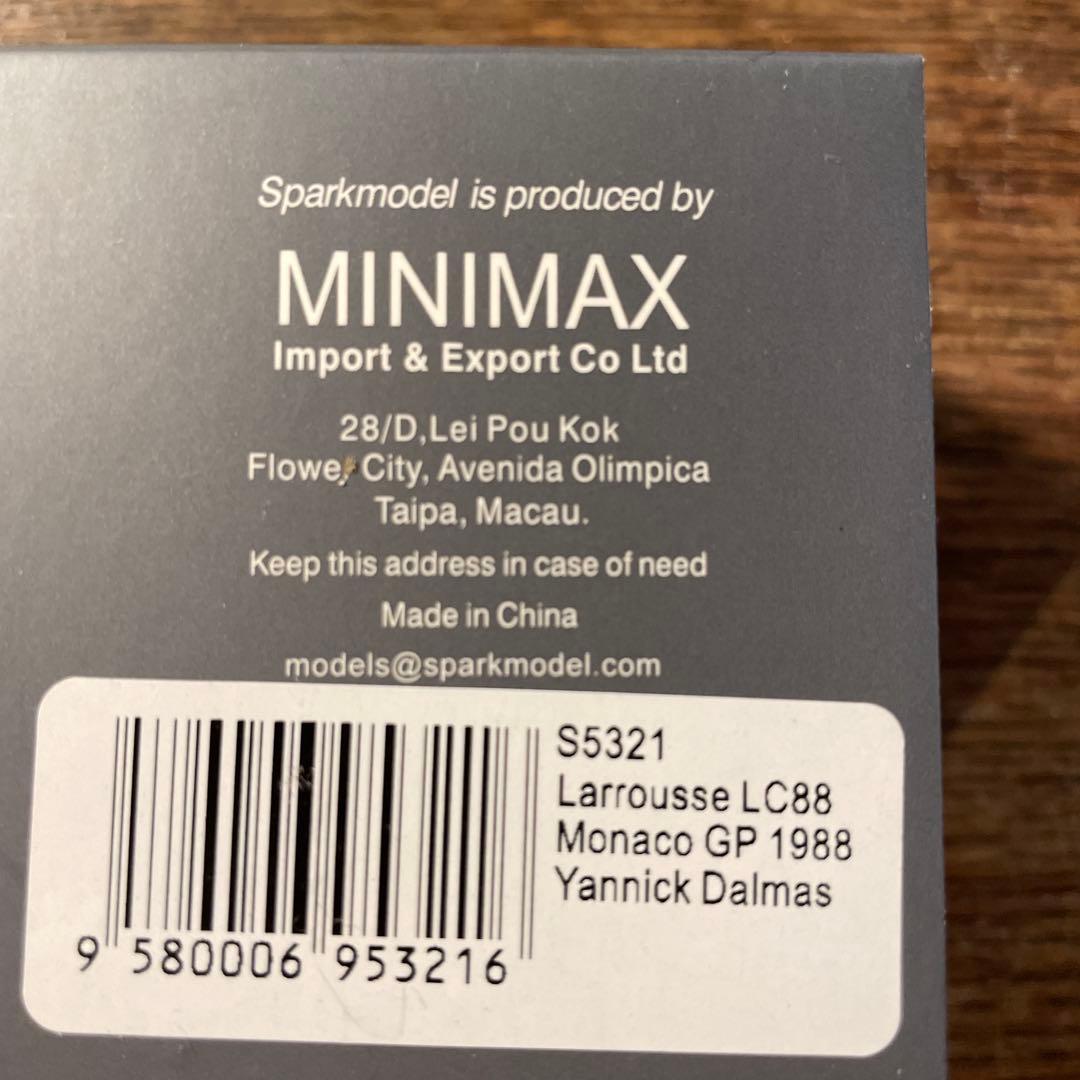 絶版　1/43 ラルース　LC88 1988年モナコGP ヤニック・ダルマス