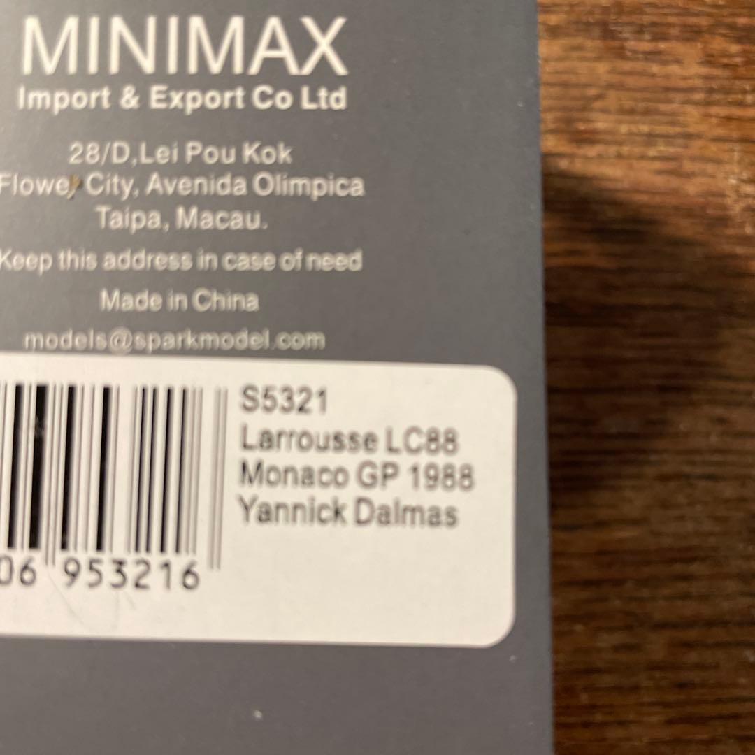 絶版　1/43 ラルース　LC88 1988年モナコGP ヤニック・ダルマス