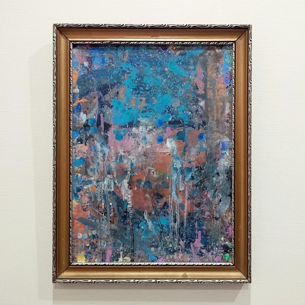 【最終価格】内野隆文　抽象画　絵画　現代アート　美術　アンティークフレーム　額縁