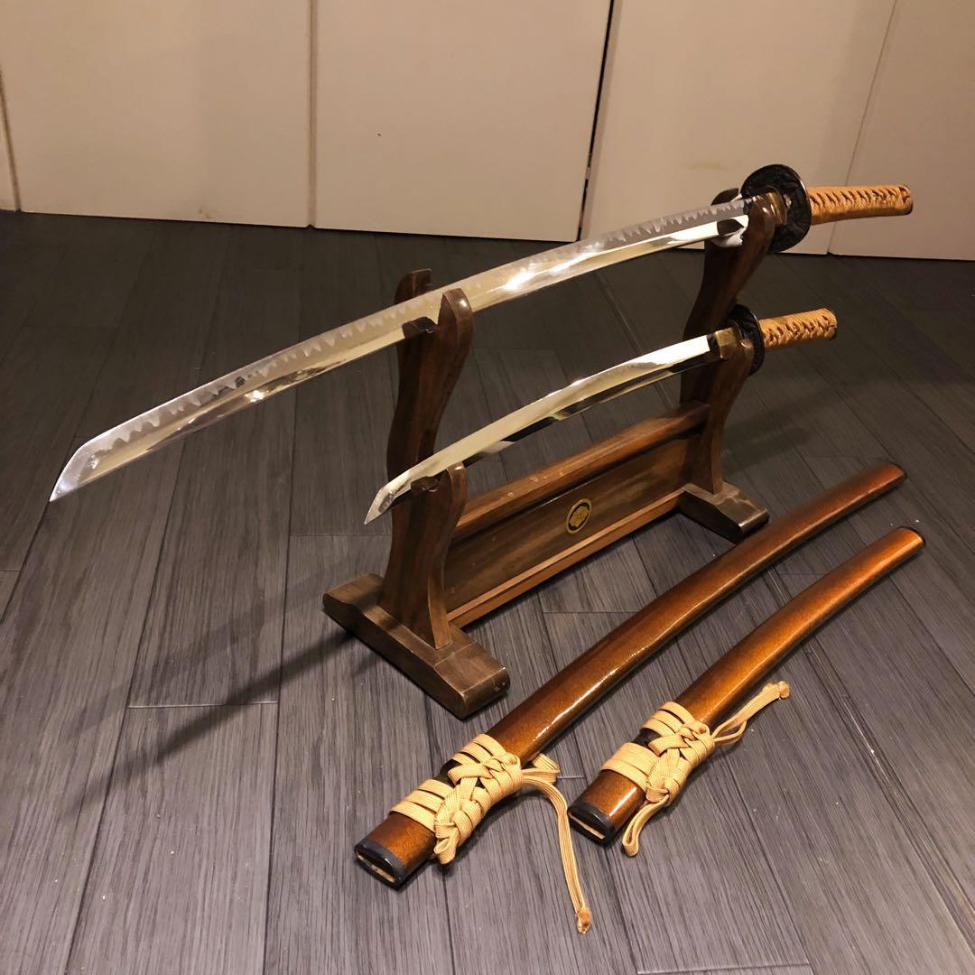 本格模造刀　居合刀　 美術刀剣　太刀　脇差　大小セット　橙拵え