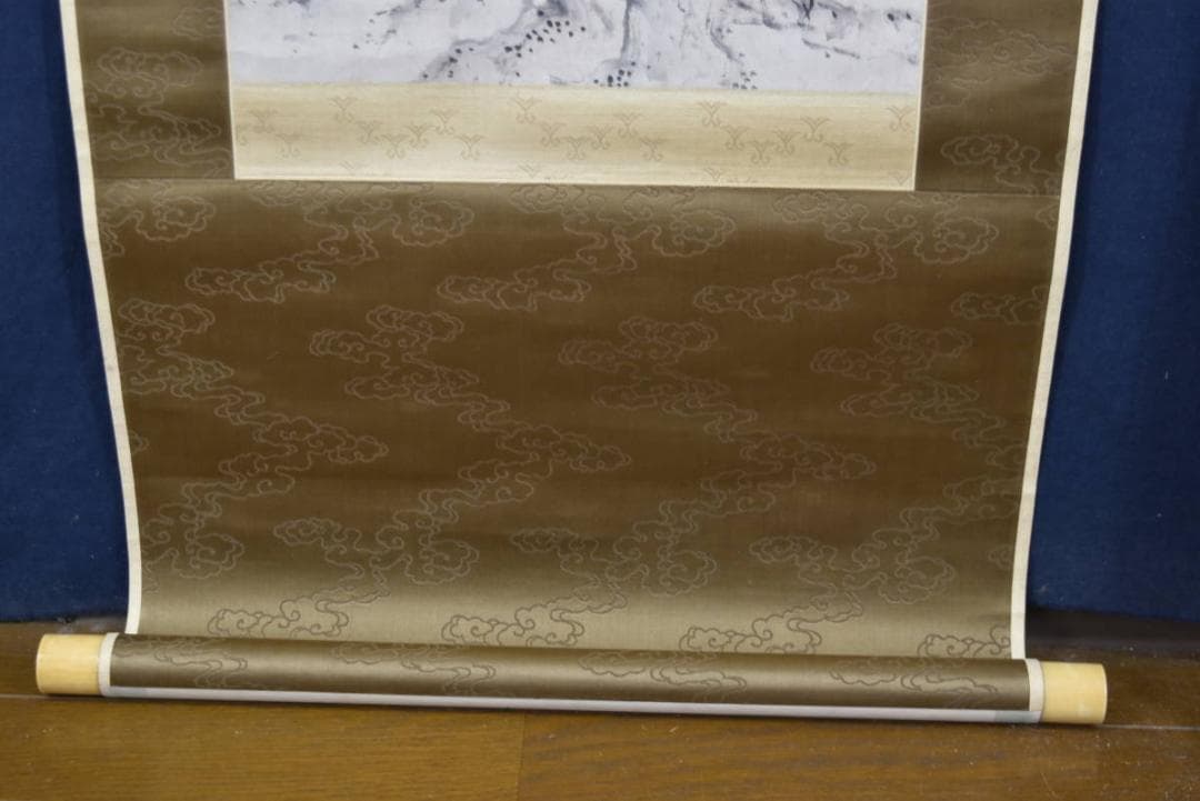 【真作】僧愛石/竹林山水人物図/掛軸/名家伝来/Z-967