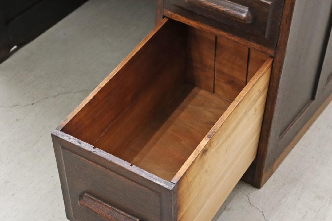 英国 イギリス オーク材 ヴィンテージ 片袖デスク 引き出し 机 書斎 学習