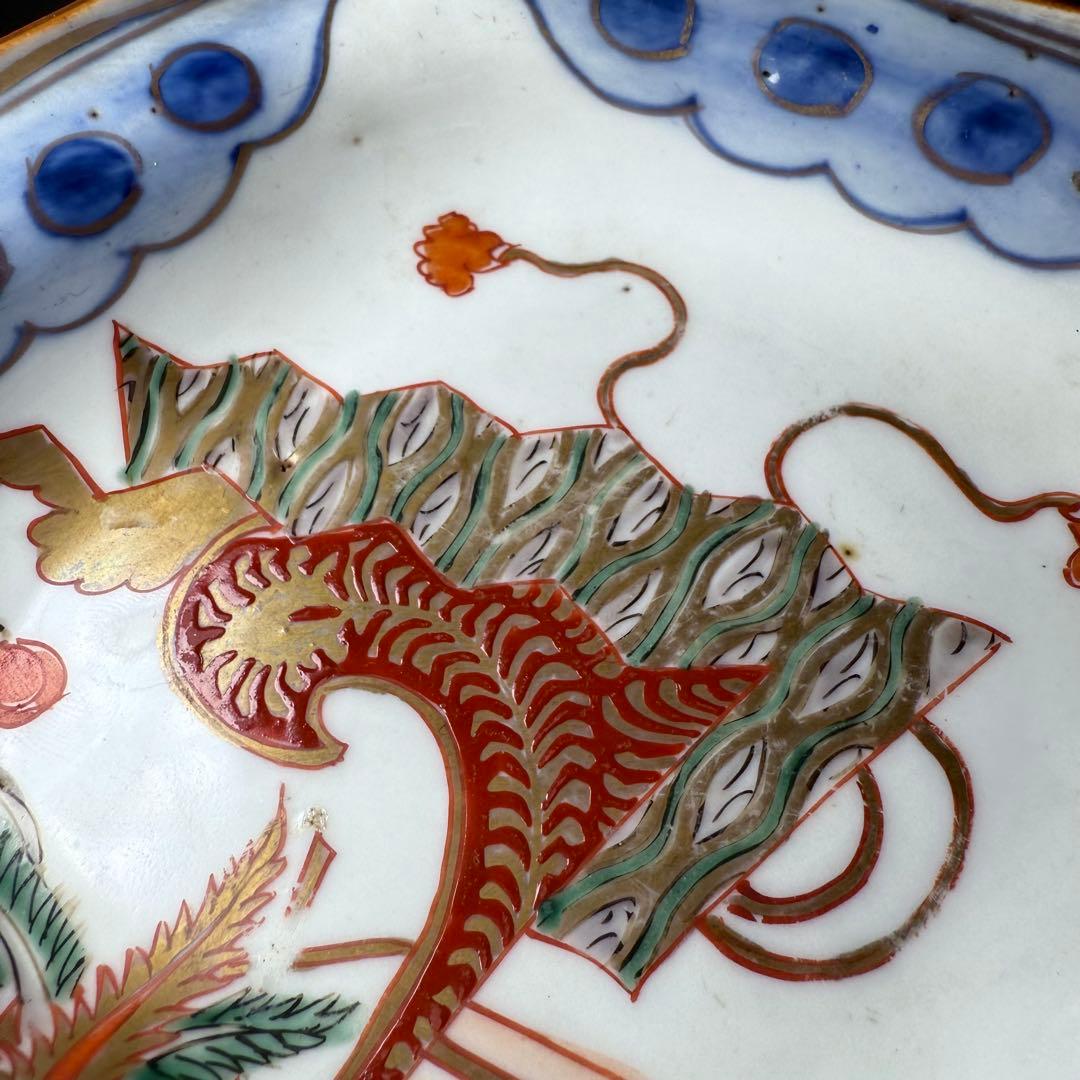 明治時代　色絵扇子文様菱形皿　10客　蝶　植物　古伊万里　アンティーク　食器