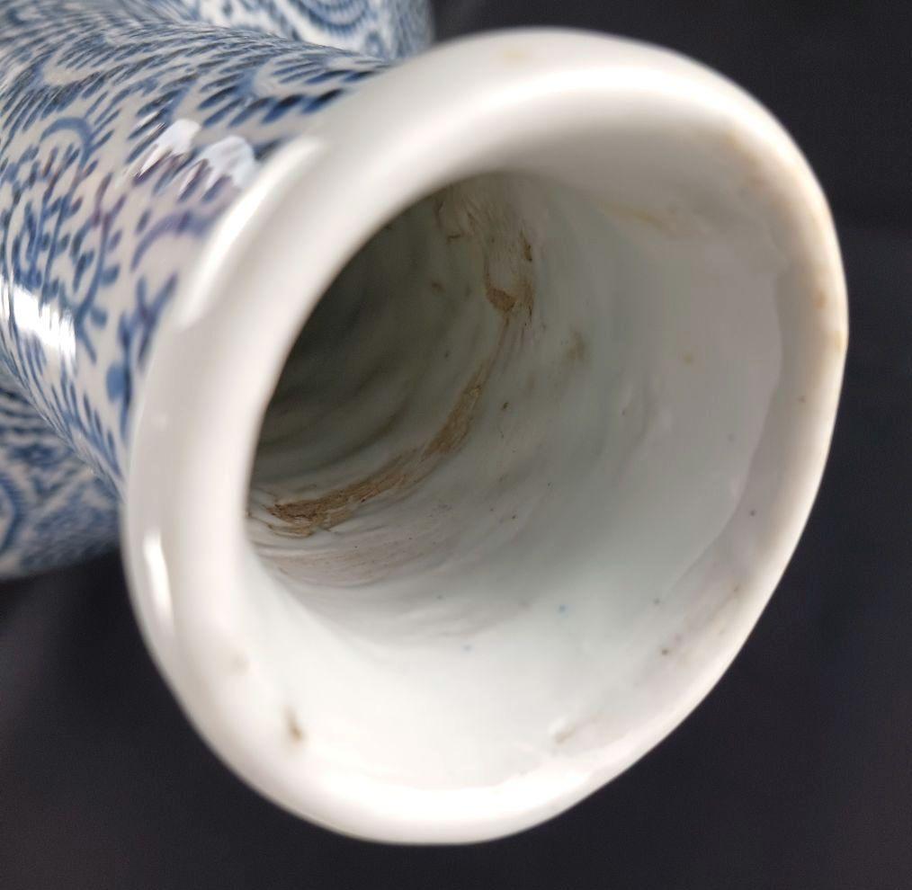 Y2788 古伊万里 染付蛸唐草文瓶 壷 高さ40㎝ 大型