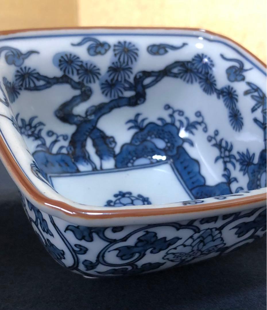 《レ》有田焼 源右衛門作 染付松竹梅 角小鉢5客 共箱 251201お2